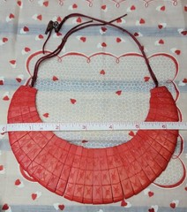 Vintage Carved Red Horn Tribal Bib Collar Necklace Artisan Statement