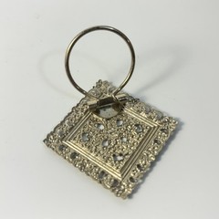 Scarf Clip Silver Tone Ornate Filigree Square Vintage 1.25in