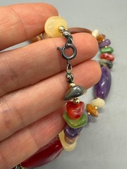 Vintage Beaded Nuggets Multicolor Agate Quartz Necklace
