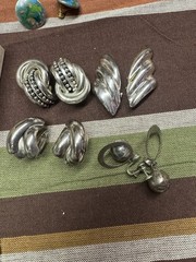 Vintage Multicolor Clip-On Earrings Lot Metal Plastic Glass
