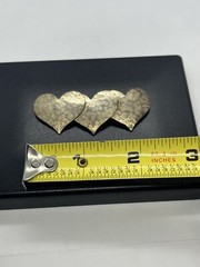 Sterling silver triple heart etched brooch pin