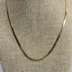 Vintage classic unisex slinky gold tone herringbone chain necklace