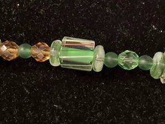 Gorgeous Vintage Necklace And Bracelet Green Glass Beads Sterling Clasps Glows