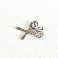Vintage 925 Sterling Silver Tennis Racket Sports Themed Charm Pendant