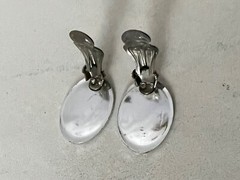 Vtg Black Inset Silver Angelfish Oblong Clip On Earring Made in Western Germany