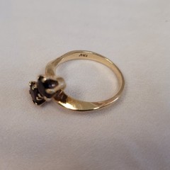 10K Garnet Ring, Vintage SEMCO, Two Stones Bypass Style, Yellow Gold