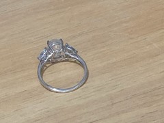 Vintage Sterling Silver Ring Moonstone Aquamarine/Blue Topaz? 925 7.5 AS IS