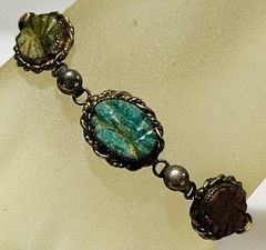 Vintage Sorrento 1/20 12k Gold-Filled Carved Stone Oval Link Bracelet Agate More