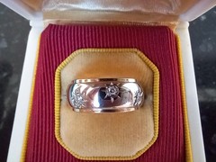 MCM Traub Orange Blossom 14k White Gold Diamond Starburst Eternity Band Size 6.5