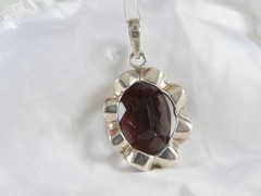 Vintage Sterling Silver 925 Signed Huge Amethyst Look Chain Necklace 20″