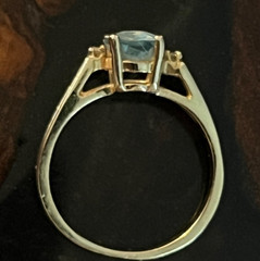 14k Natural Sky Blue Topaz Feather Mineral Inclusions 1960’s 14K Gold Ring 2.51g