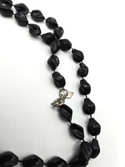 Vintage Irregular Black Lucite Twisted Beaded Necklace 35in long