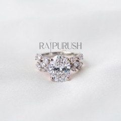 Oval and Marquise Moissanite Engagement Ring 925 Sterling Silver Bridal Promise