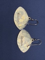Vintage Laurel Burch Gold Tone Willow Branch Fan Cloisonné Dangle Earrings