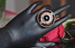 925 multi tone sterling silver ring 3.00ct plastic simulated amber sz 5.5 15.2g