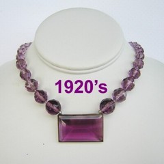 1920’s ART DECO Enchanting PURPLE GLASS & BOLD Crystals NECKLACE