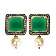 Gorgeous 1.35ct Rose Cut Diamond Gemstone Studded Silver Vintage Earring Jewelry