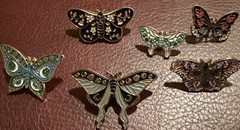 Lot Of 6 Vintage Metal With Enamel Butterfly Brooches In Various Colors