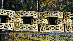 Vintage Crown Trifari Gold-Tone Panel-Link Filigree Bracelet Signed 7” BEAUTIFUL