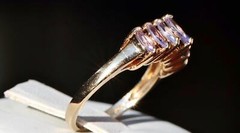 10k yellow gold ring 1.00ct tanzanite pyramid size 7 vintage handmade 2.3g N2872