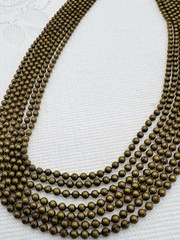 Vintage Art Deco Drippy Brass Ball Chain 7 Multi Strand Waterfall Necklace