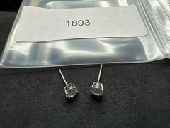0.68g Vintage Sterling Silver 925 Sparkling Clear Stud Earrings Elegant M