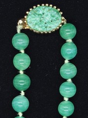 Vtg Signed Joseph Mazer Jomaz Faux Jade Swirled Green Glass Beaded Necklace