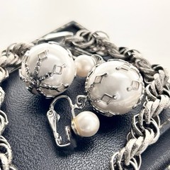 Vintage Celebrity Bracelet Earring Set Faux Pearls Wedding Baubles Dangling