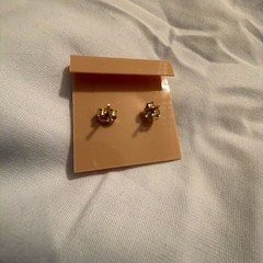 Vintage Genuine Cloisonne Blue Floral Enamel Stud Earrings