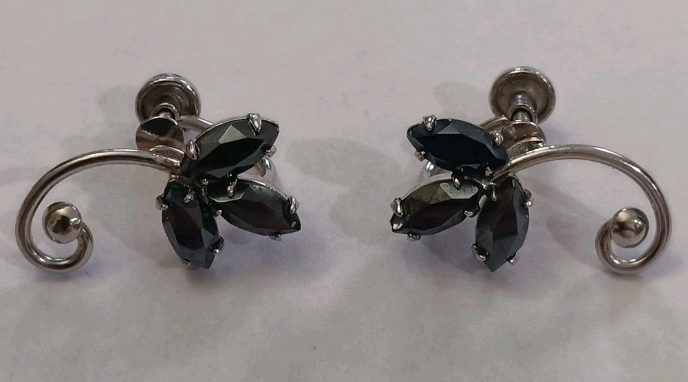 Sorrento Marcasite 925 Sterling Silver Screw Back Earrings Vintage