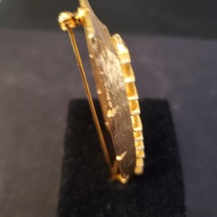 Statement JJ Brooch Pin Modern Contemporary Brushed Gold Tone MCM J Jonette EUC