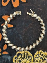 STERLING SAN MARCO MACARONI BRACELET Signed VIOR ITALY 925 Silver 6.75″ 16.49 gm