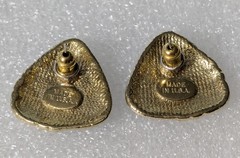 Vintage 1980’s Geoffrey Beene Cloisonne Enamel Triangle Earrings Original Bg B27