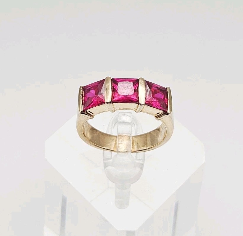 UTC Sterling Silver Vermeil 3.00ct Princess Pink Sapphire Eternity Ring Size 8
