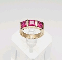 UTC Sterling Silver Vermeil 3.00ct Princess Pink Sapphire Eternity Ring Size 8