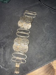 ART Arthur Pepper Wide Double Ancient Faux Coin Bracelet Signed Vintage Jewelry