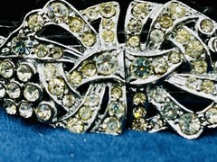 Duette Rhinestone Dress Clip Brooch Art Deco Vintage Convertible Pin 1.25” X 1”