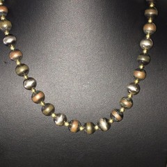 Vintage Beaded Necklace Gold Tone Lucite Multi-Color Chunky Beads Career