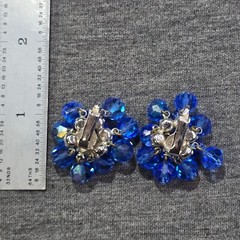 Juliana D&E Blue Crystal Clip-On Earrings & Brooch Set Rhinestone Bead Accents