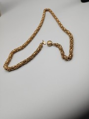 Vintage 22″ Gold Tone Textured Byzantine Link Necklace 22″ Box Clasp