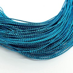 Vintage Retro Multi-Strand Blue Silk Thread Shimmer Choker Necklace Teal Boho