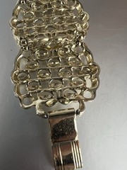 Vintage 80s Wide Gold Plated Filigree Link Bracelet 7 Inches Long