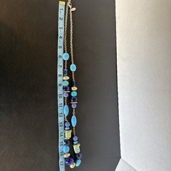 Vintage Chicos Turquoise Color Navy Blue Necklace Ceramic Acrylic Mixed Metal
