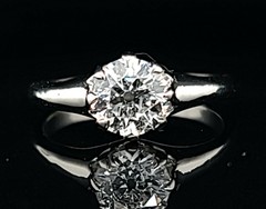 1.03ct. Platinum Vintage engagement ring natural euro cut diamond SI2-H