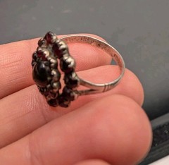 Vintage Sterling Silver Rose Cut Garnet Bohemian Czechoslovakia Ring Sz 8 ⚠️Read