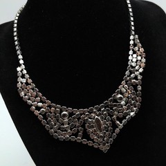 Vintage Crystal Glamorous Clear Rhinestone Collar Bib Necklace Adjustable
