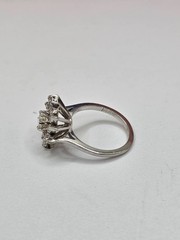 Antique 14K white gold diamond art deco flower ring