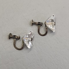 Vintage Art Deco Screwback Earrings Rock Crystal Clear Round Faceted 1/2″