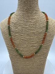 Vtg Jade Carnelian Gold Filled Beads Necklace Choker. 17” long. See pics.