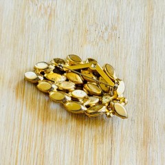 VTG Leaf Jeweled Brooch Marquise Smoky Gray Crystal Rhinestone Floral 60s